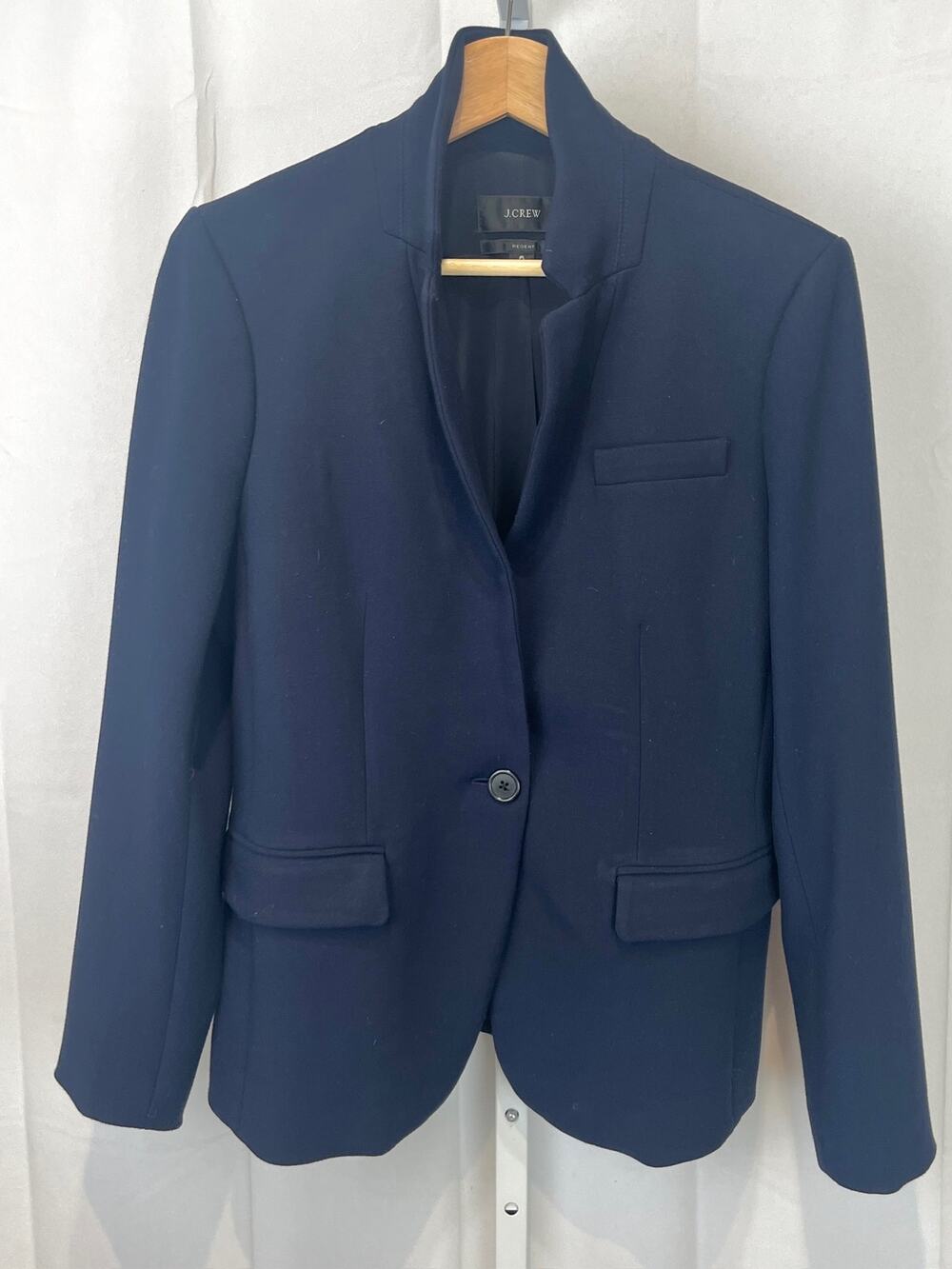 J.CREW Regent Blazer in Four Season Stretch One Button Jacket K5961 Navy Blue 6